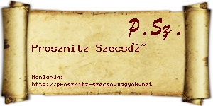 Prosznitz Szecső névjegykártya